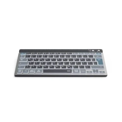 Abbildung von Hama Tastatur kabellos (Multi Device mit Funk/Bluetooth für PC, Smartphone, Tablet, beleuchtet, dimmbar, Akku, klein, leise Scissortasten, Multimedia Tasten, deutsches QWERTZ Layout)