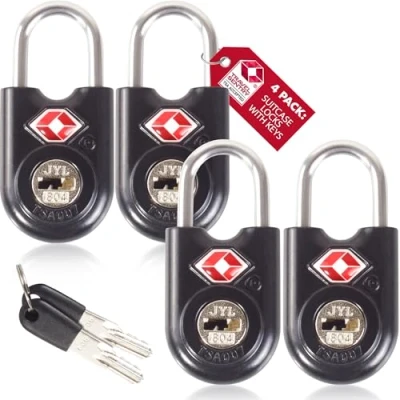 Abbildung von OW Travel Schloss mit Schlüssel Kofferschloss Vorhängeschloss Gepäckschloss Sicherheitsschloss Schlüsselschloss Diebstahl Sicheres Lock TSA für Reisekoffer Spind Rucksack Luggage:4 Schwarz