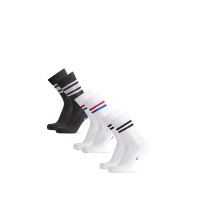 Abbildung von Danish Endurance Tennis Performance CREW 3 PACK Sportsocken, Größe: 35 38, Grey white red blue stripes