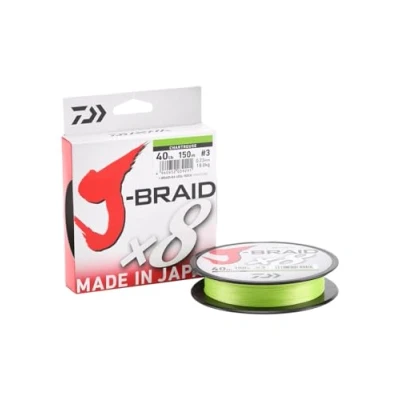 Abbildung von Daiwa J Braid 8 0.10mm, 6,0kg/13,0lbs, 300m Chartreuse, rund geflochtene Angelschnur