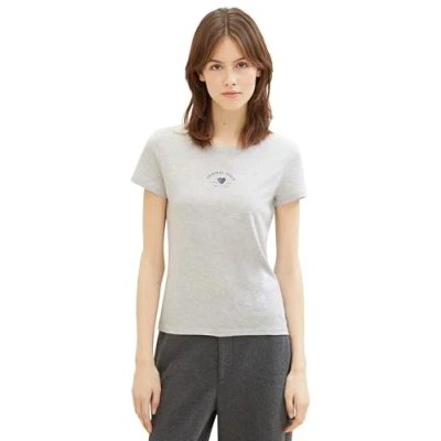 Abbildung von TOM Tailor Denim Tshirt print, Damen, Größe: Medium, Beige grey melange