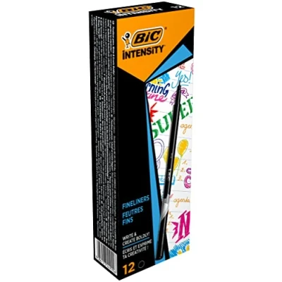 Abbildung von BIC Intensity Fineliner, Filzstifte Set mit 12 Stiften in Schwarz, feiner Spitze, Ideal für das Büro, Home Office oder die Schule Stück (1er Pack)