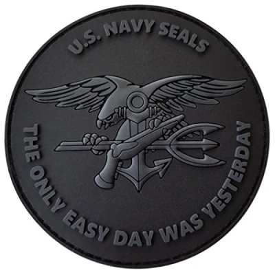 Abbildung von All Black ACU US Navy Seals The Only Easy Day Was Yesterday DEVGRU Subdued Morale PVC Fastener Patch