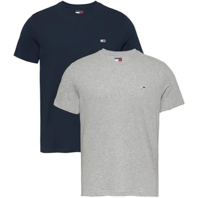 Abbildung von Tommy Jeans 2 PACK Tshirt basic, Herren, Größe: 52, Grey/dark night navy