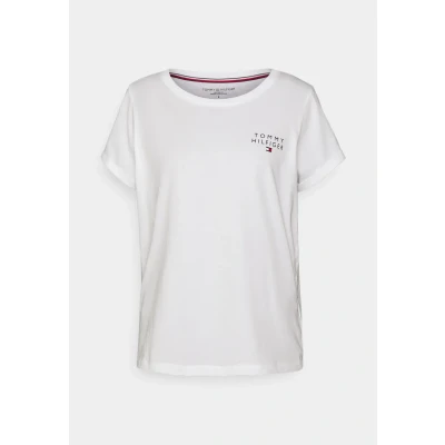 Abbildung von Tommy Hilfiger Damen T Shirt Kurzarm Rundhalsausschnitt, Grau (Light Grey Heather), S
