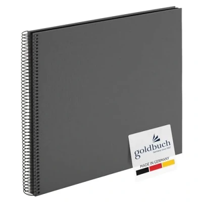 Abbildung von goldbuch 25525 Spiralalbum Bella Vista, Foto Album 35 x 30 cm, Fotoalbum mit 40 schwarze Seiten, Erinnerungsalbum aus Leinen, Fotobuch für Bilder und Fotos zum Einkleben, grau