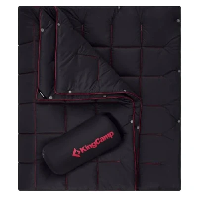 Abbildung von KingCamp Leichte Campingdecke, multifunktionale und warme Steppdecke mit Druckknopf, wasserabweisend, für Rucksack, Reisen, Flugzeug, Wandern, Picknick