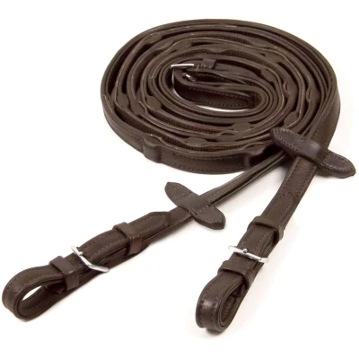 Abbildung von Schockemöhle Zügel Durasoft Grip Gummi Braun/Silber Warmblut