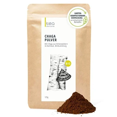 Abbildung von Chaga Pilz Pulver BIO Wildsammlung aus Birkenwäldern im Baltikum, Tee, Vitalpilz, Schiefer Schillerporling 125g tea exclusive