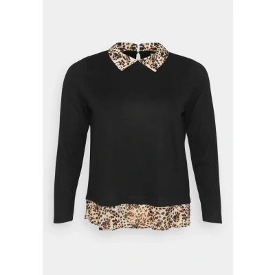 Abbildung von ONLY Carmakoma Caralba MIX Langarmshirt, Damen, Größe: L 50/52, Black