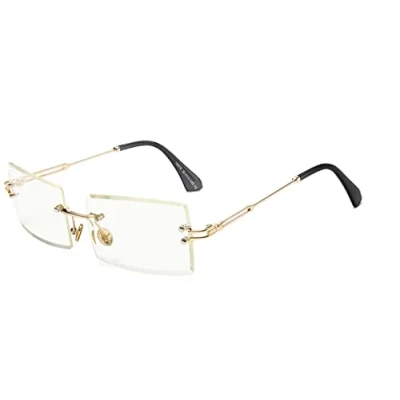 Abbildung von SHEEN KELLY Square Ultra Small Frame Sonnenbrille für Frauen Männer Rectangle Retro durchsichtige Linse randlose