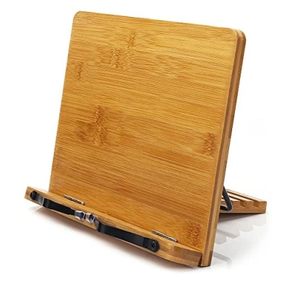 Abbildung von wishacc Holz einstellbar faltbar Leseständer/Buchhalter/Kochbuchhalter/Cookbook stand/Book rest/Bücherständer/Book Stand aus Bambus