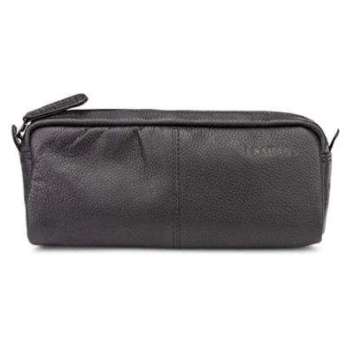 Abbildung von LEABAGS Leder Federmäppchen I Große Echtleder Federmappe Federtasche für Beruf Uni Schule Schlampermäppchen Stiftetui Stiftmappe Ledermäppchen Nappa Schwarz