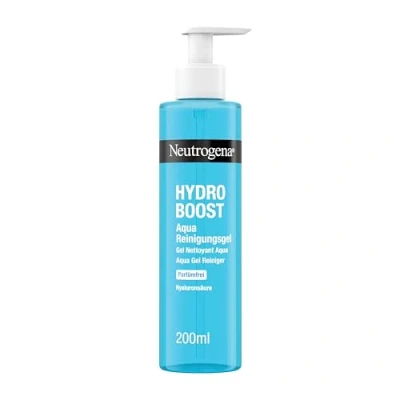 Abbildung von Neutrogena Hydro Boost Aqua Reinigungsgel Parfümfrei (200ml) klärende Gesichtsreinigung mit feuchtigkeitsspendender Hyaluronsäure für alle Hauttypen