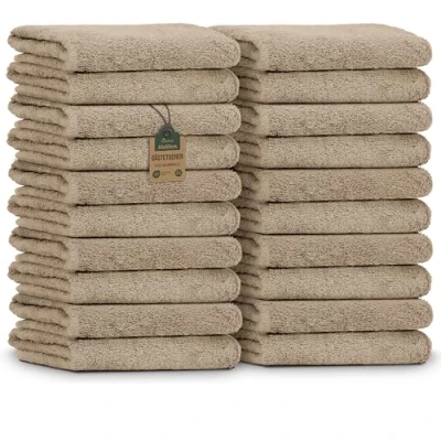 Abbildung von NatureMark 20er Spar Pack Frottier Gästetücher, 30 x 50 cm, 100% Baumwolle, Sand Beige