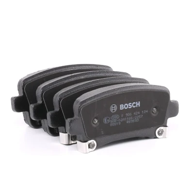 Abbildung von BOSCH 0 986 424 124 Bremsbelagsatz Low Metallic mit akustischer Verschleißwarnung Anti Quietsch Blech, Montageanleitung