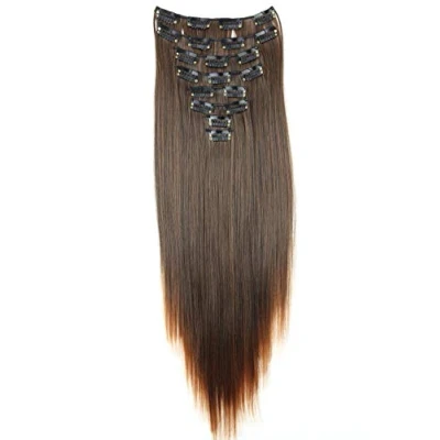 Abbildung von CAISHA XL 60cm 7 Teile Set CLIP IN EXTENSIONS Jenny Haarverdichtung Haarverlängerung Glatt Braun Mix CE18