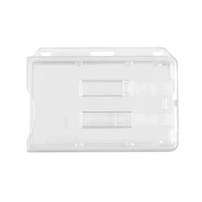Abbildung von WEBBOMB® Ausweishalter Ausweishülle Doppel Kartenhalter transparent für 1 2 Ausweise aus Hartplastik Dienstausweise EC Karten Fahrkarten Werksausweise Skipass