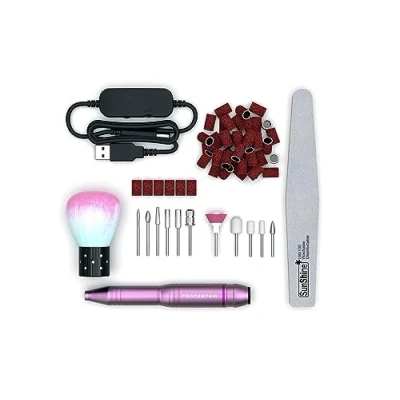 Abbildung von PORTENTUM Professionelle Nageldrehmaschine 13 in 1 25.000 U/min elektrische Mani &amp; Pediküre, sicher leistungsstark, Nagelfeile, komplettes Set, für semi permanente Nägel
