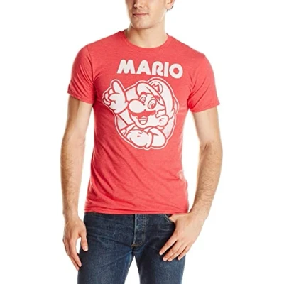 Abbildung von Nintendo Men&#039;s So Mario T Shirt, Red Heather, Large