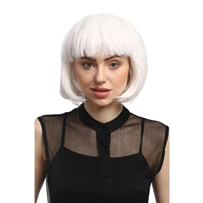 Abbildung von WIG ME UP PW0114 P60 Sexy Party Perücke Bob Disco Kurz &amp; Frech Go Burlesque Cosplay Weiß