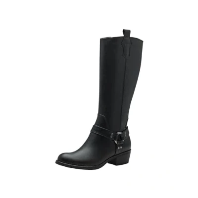 Abbildung von MARCO TOZZI Damen Hohe Stiefel mit Absatz Blockabsatz Reißverschluss, Schwarz (Black), 38 EU