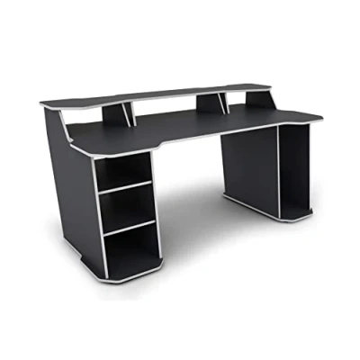 Abbildung von byLIVING Schreibtisch Matrix/Gaming Tisch in Anthrazit mit Kanten Weiß/Mit viel Stauraum und großer Tischplatte/Computer Tisch/PC/Arbeits Tisch/B 180, H 76, T 85 cm