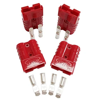 Abbildung von Akkuanschluss, Akku Schnellverbindungstecker, 50 A 600 V für Auto, Van, Motorrad, 4 Stück (Set 8 AWG, rot)