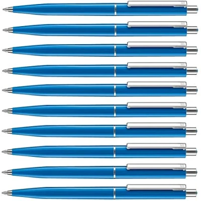 Abbildung von allpremio 50 Stück Kugelschreiber BLAU Qualität Mine Strichstärke M dokumentenecht nach ISO 12757 2 Sparpack Druckkugelschreiber mit Metall Clip nachfüllbar