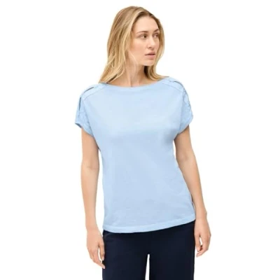 Abbildung von CECIL Damen 3226142 T Shirt mit Knopfdetail, Pastel Blue, M