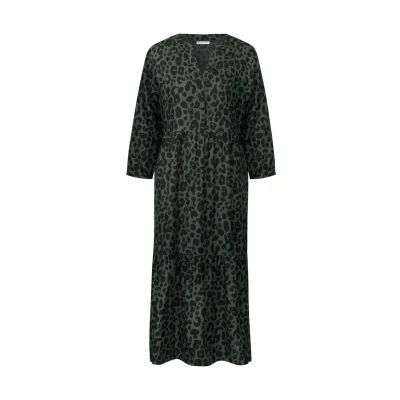 Abbildung von Street One Gemustertes Volant Freizeitkleid, Damen, Größe: 40, Grün