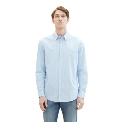 Abbildung von TOM Tailor Gestreiftes Hemd, Herren, Größe: 3XL, Washed out middle blue stripe