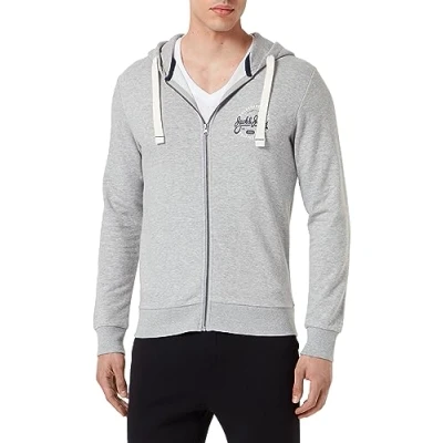 Abbildung von JACK&amp;JONES JJMIKK Sweat Zip Hood, Light Grey Melange, XXL