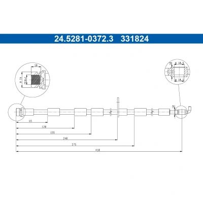 Abbildung von ATE 24.5281 0372.3 Bremsschläuche 410mm M10x1mm
