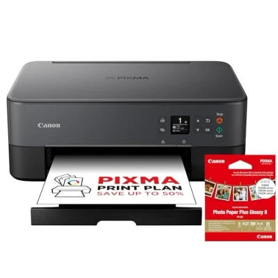 Abbildung von Canon PIXMA TS5350i Multifunktionsdrucker 3in1 Drucker/Kopierer/Scanner, WLAN, Randlosfotos, kabelloses Drucken/Scannen, Duplex, Print Plan, schwarz [+ 20 Blatt Fotopapier PP 201 9x9cm]