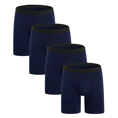 Abbildung von ZLYC Herren Lange Bein Baumwolle Boxershorts Unterwäsche, 3/4 Pack (4Pack Blau, L(36 38&#039;&#039;/91 97cm))