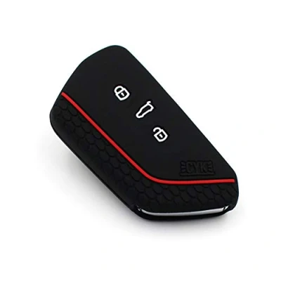 Abbildung von Schlüssel Hülle VF für 3 Tasten Auto Silikon Cover Schlüsselhülle Etui Schutzhülle (.Schwarz Rot)
