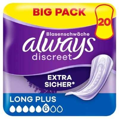 Abbildung von Always Discreet Inkontinenzeinlagen Für Frauen Long Plus 20 Stück Extra Sicher &amp; Diskret