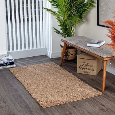 Abbildung von Surya Home Shaggy Berber Teppich Flauschiger für Wohnzimmer, Esszimmer, Schlafzimmer, Langflor Hochflor flauschig groß 120x170 cm, Wohnzimmerteppich in Hellbeige