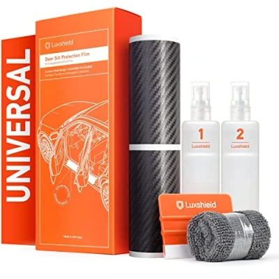 Abbildung von Luxshield Einstiegsleisten Schutz für Auto Universal Größe M im 4er Set Schutzfolie Autotür Zubehör Zierleisten Lackschutzfolie Carbon Schwarz