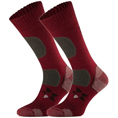 Abbildung von TODO BP Medium Dicke Wandersocken 34% Merino Wolle Herren und Damen. Socken für Outdoor, Hiking, Wandern, Camping, zum Wald, Bergsocken (43 46, Rotwein)