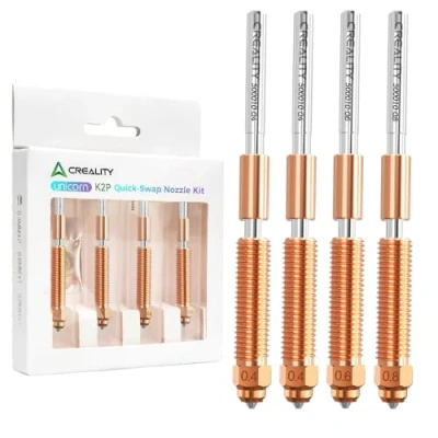 Abbildung von Creality K2 Plus Düsen 0.4mm, 0.6mm, 0.8mm, 3D Drucker Düsensatz, Einhorn Quick Swap Düse mit Titanlegierung, Kupferlegierung und gehärtetem Stahl für