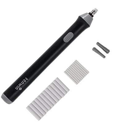 Abbildung von Elektrischer Radiergummi, batteriebetriebener Radiergummi Kit mit 22pcs zusätzlichen austauschbaren Gummis für Künstler, automatischer tragbarer Bleistift zum Skizzieren (schwarz)