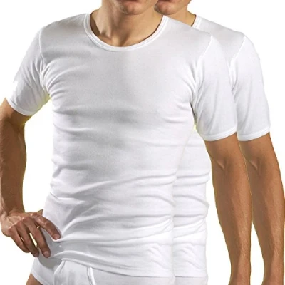 Abbildung von HERMKO 3840 2er Pack Herren Kurzarm Shirt (Weitere Farben), 100% Bio Baumwolle, Größe:D 4 = EU S, Farbe:weiß