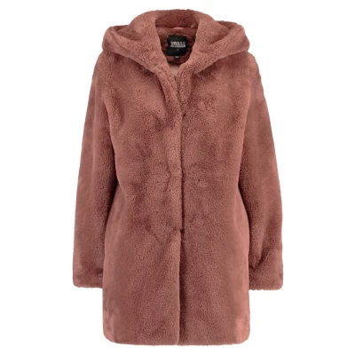 Abbildung von Urban Classics Ladies Hooded Teddy COAT Wintermantel, Damen, Größe: XS, Darkrose
