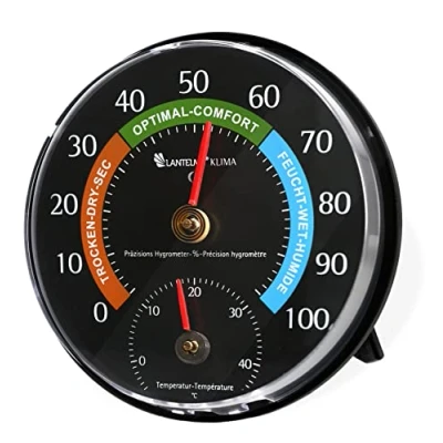 Abbildung von Lantelme® Analog Hygrometer &amp; Thermometer 2in1 für Zimmer Innen Wohnung Ø 11,5cm Temperatur und Luftfeuchtigkeitsmesser ein besseres Raumklima