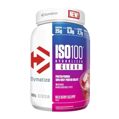 Abbildung von Dymatize ISO 100 Hydrolyzed Clear Wild Berry Lollipop 900g Whey Protein Pulver