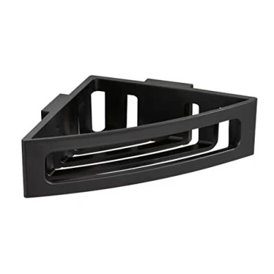 Abbildung von WENKO Turbo Loc Eckablage Bralia, Bad Ablage aus Kunststoff, Befestigen ohne Bohren, tiefes Körbchen für sicheren Stand von Shampoo und Duschgel, &amp; Dusche, 35 x 8,5 20 cm, Schwarz