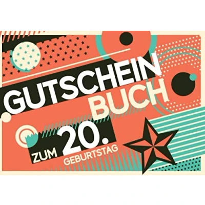 Abbildung von Gutscheinbuch zum 20. Geburtstag: Blanko Gutscheinheft mit Vorlagen Selbstausfüllen, als Geburtstagsgeschenk runden Geburtstag