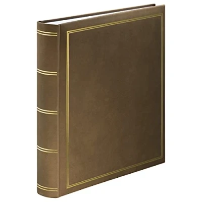Abbildung von Hama Super Jumbo Fotoalbum London 34x35 cm (Fotobuch mit 80 weißen Seiten, Album für 480 Fotos zum Selbstgestalten und Einkleben, Photoalbum Pergamin Trennblättern) braun